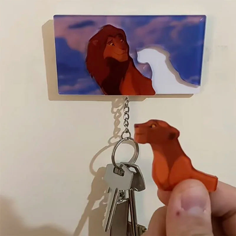 Lion King Key Holder House Wall Cute Couple Keychain Hanger Keys For Perfect Gift Matching Together Key Holder Ring Room Decor