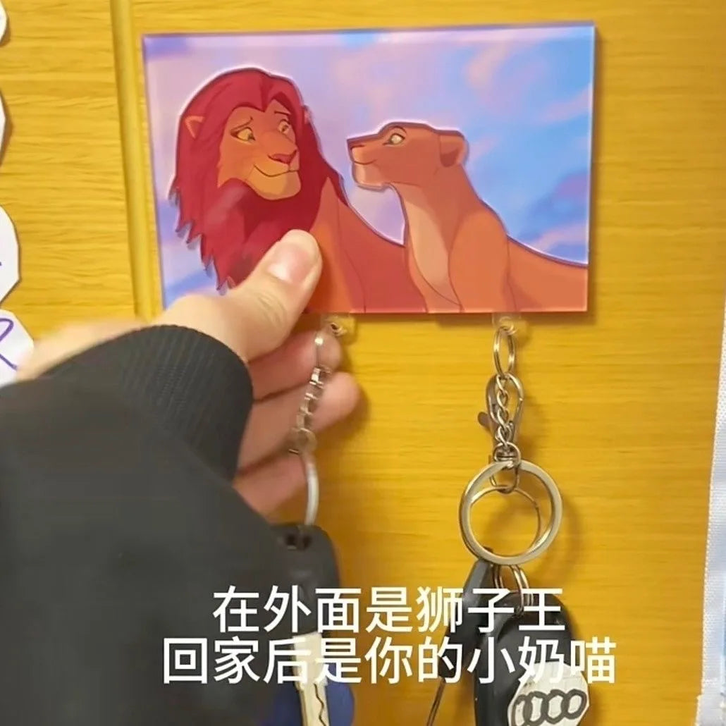 Lion King Key Holder House Wall Cute Couple Keychain Hanger Keys For Perfect Gift Matching Together Key Holder Ring Room Decor